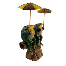 Carved Wood Frog Statue - #S8-5