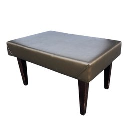 Gold Metallic Faux Leather Ottoman - #FF