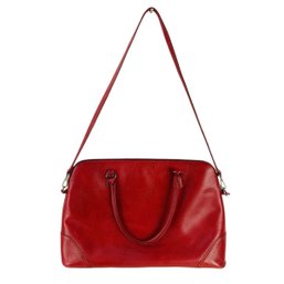 Ann Taylor Red Pigskin Leather Satchel With Crossbody Strap - #S19-4