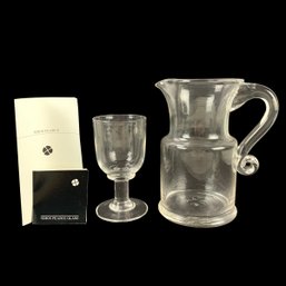 Simon Pearce Hand Blown Glass Pitcher & Simon Pearce Essex Goblet - #S19-2
