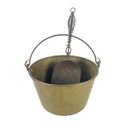 Antique Brass Fireplace Bucket & Iron Stove Shovel - #S23-3