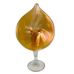 Signed Rick Strini Jack In The Pulpit Iridescent Hand Blown Glass Vase - #FS-4