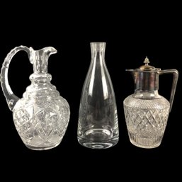 1900 Atkins Brothers Sheffield Silver/Crystal Jug, Krosno Decanter, Crystal Jug & More - #S11-1