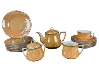 Leuchtenburg Germany Peach Lustreware Tea Set - #S3-1