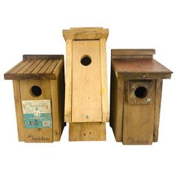 Collection Of Wood Birdhouses Including Audubon Cedar Bluebird House & Copper Top - #S15-1
