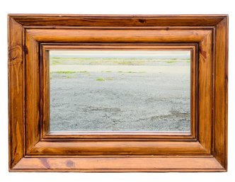 Carved Pine Wood Rectangular Beveled Glass Wall Mirror - #SW-5