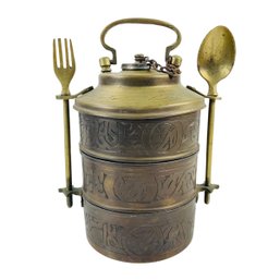 Vintage Middle Eastern Brass Tiffin Box - #S10-2