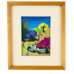 Alma Ibacache Reyes (Chile/Brazil, 1954-2019) Naive Miniature Oil On Canvas Painting - #S8-4