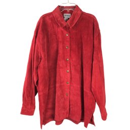 California Style Red Suede Leather Jacket, Women's Size Large - #CR