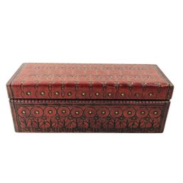 Carved Wood Box With Floral Inlay - #FS-7