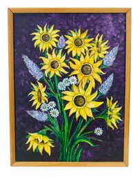 Flower Bouquet Oil On Canvas Painting, Signed - #2