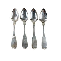 T. Steele & Co. Hartford, CT (1840-1866) Coin Silver Teaspoons (Set Of 4) - #FS-7