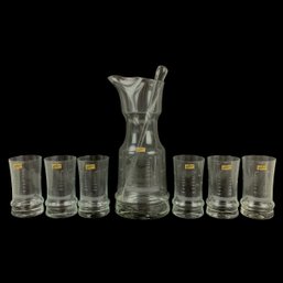 Romanian Etched Glass Cocktail Set, Clipper Ship - #S17-3