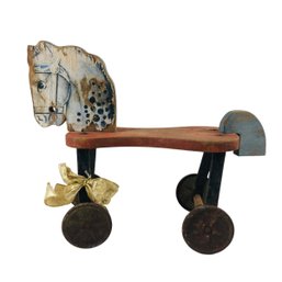 1940s Wooden Horse Pull Toy - #S13-1