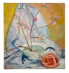 Cherry Blossom Still Life Oil On Board Painting - #C1