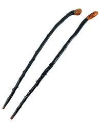 Pair Of Blackthorn Wood Walking Sticks - #SW-10