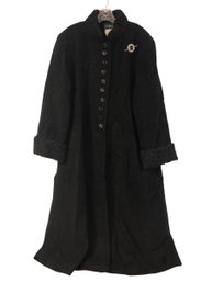 Vintage Harve Bernard Black Wool Coat, Women's Size 12, Made In USA - #S22-5