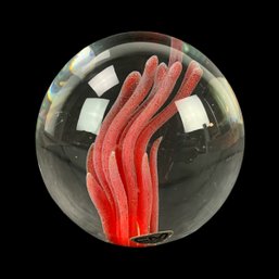 FM Konstglas Ronneby Sweden Coral Flame Paperweight - #FS-8