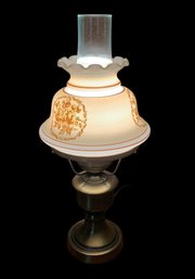 Vintage Quoizel Yellow Floral Hurricane Lamp (WORKS) -#BR