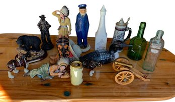 Miniature Cannon, Clydesdale Figures, Native American Coin Bank, Bottles & More - #GR