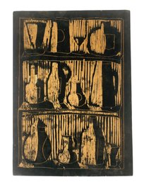 Pyrography Carved Wood Still Life Wall Plaque - #A1