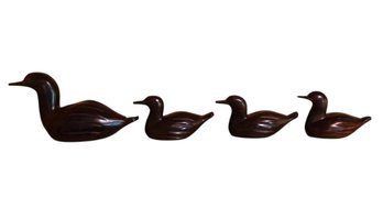 Vintage Carved Ironwood Duck Family - #DR