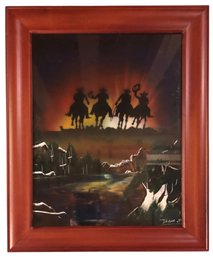 Western Cowboy Silhouette Signed Original Painting - #DR