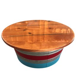 Rustic Wood Top Galvanized Tub Coffee Table - #GRG