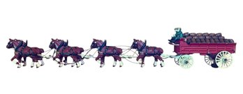 Cast Iron Clydesdale Horse Drawn Beer Wagon - #GR