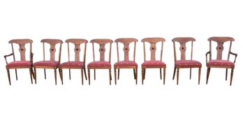 Ethan Allen Country Crossings Maple Wood Dining Chair Set With Rooster Upholstery - #SR