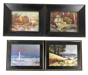 Collection Of Foil Lithograph Prints: Countryside & Harbor Scenes - #S5-3