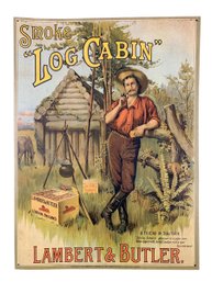 Log Cabin Tobacco Metal Advertising Sign By Lambert & Butler, London England - #C2