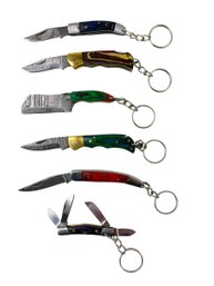 Damascus Steel Keychain Knives / Pocket Knives (Set Of 6) - #S7-2
