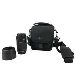 Canon EFS 55-250mm F/1:4-5.6 IS Lens, Canon ET-63 Lens Hood & Lowepro Rezo 120AW Bag - #S7-4