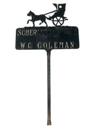 Antique Horse Drawn Buggy Cast Metal Farm Sign - #S10-1