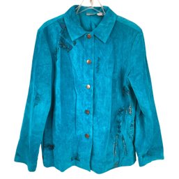 Chico's Southwestern Suede Leather Jacket, Women's Size 2 (Large) - #CR