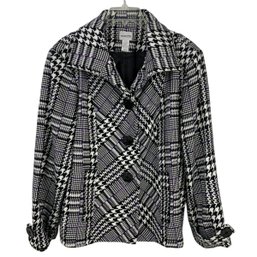 Chico's Black, White & Purple Houndstooth Pattern Peacoat (Women's Size 3/XL) - #CR