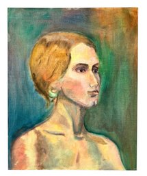 Modernist Female Portrait Oil On Board Painting - #C1
