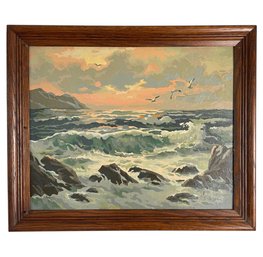 Vintage Ocean Sunset Paint-By-Number, Framed - #BR-1