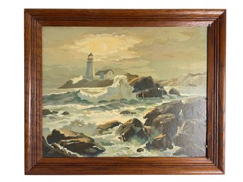Vintage Lighthouse Seascape Paint-By-Number, Framed - #BR-1