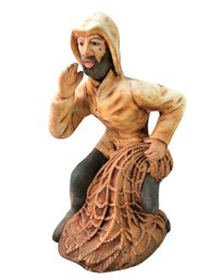 Vintage Chalkware Fisherman Statue - #S8-2