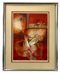 Alvar Sunol (Spain, 1935-1982) Signed Limited Edition Lithograph, Woman With Flower - #SW-10