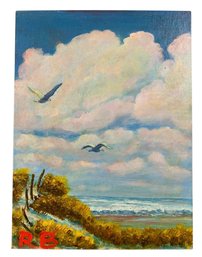 Coastal Landscape Oil On Board Painting, Signed - #S1-1