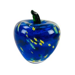 Cobalt Blue Blown Glass Apple Paperweight - #FS-7