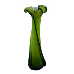 Italian Cristalleria Fratelli Betti Green & White Cased Glass Vase (Empoli, Italy) - #S8-2