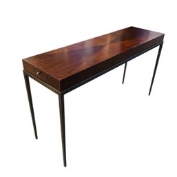 Rosewood Console Table On Gray Metal Base - #FF