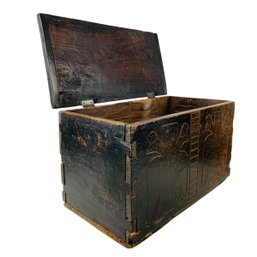 19th Century Guatemalan Folk Art Animal Spirit Hand Carved Wood Chest - #S24-1