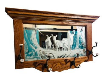 Wildlife Winter Landscape Etched Mirrored Coat Rack - #ETRY
