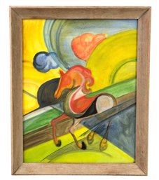 'Ein Pferde' Expressionist Horse Oil On Board Painting (After) Franz Marc - #C1