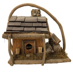 Handmade Rustic Cottage Birdhouse With Stone Chimney - #S1-2